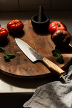 Knife on chopping board